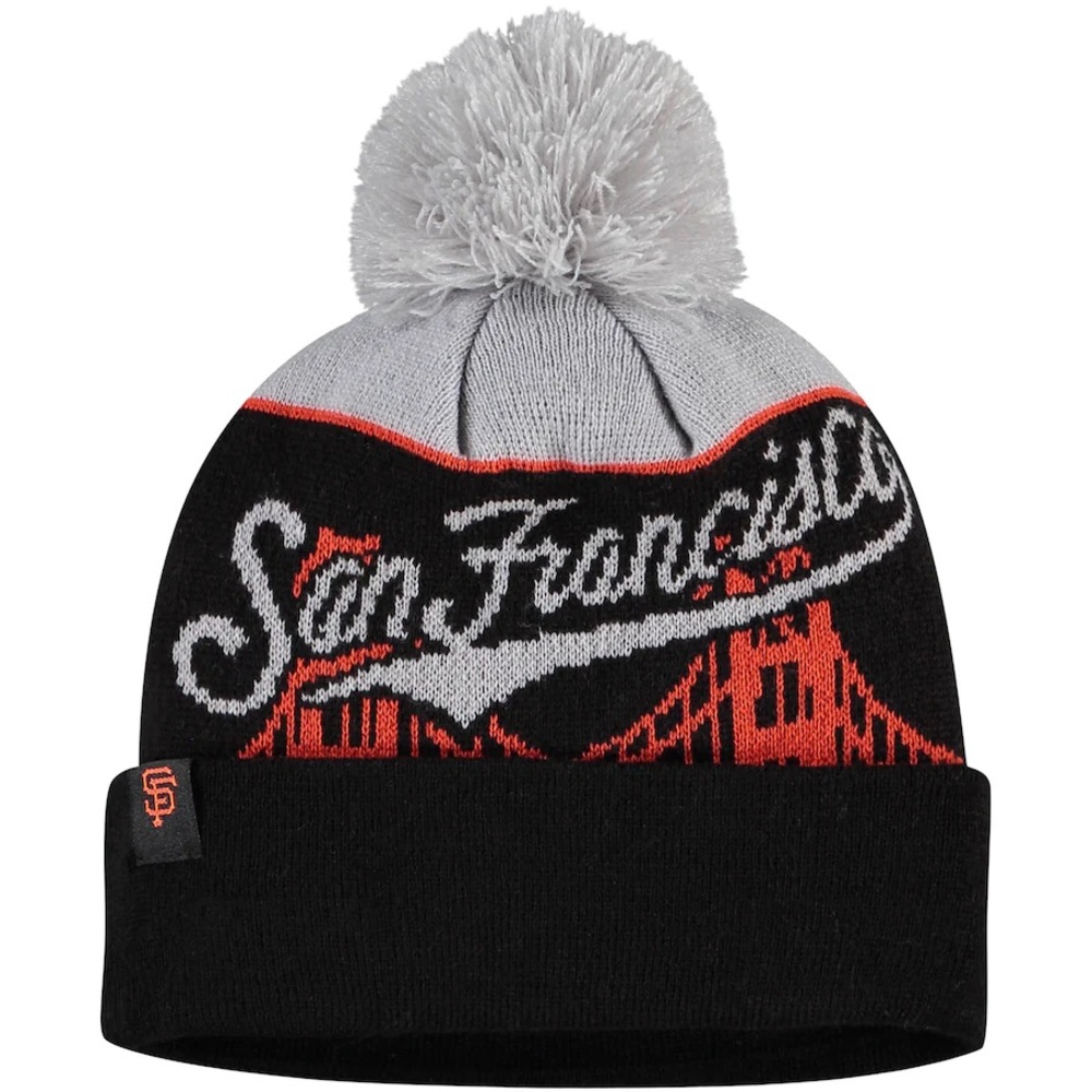 Men's New Era Black San Francisco Giants Bridge Cuffed Knit Hat with Pom